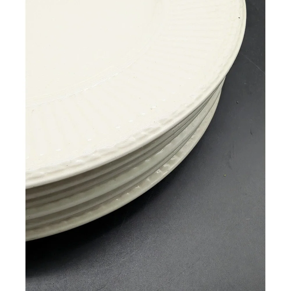 Antique Wedgwood Edme Creamware Salad Plates Set of 5 Ribbed Laurel Rim England‎